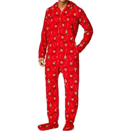 Family PJs - Family PJs Mens Reindeer Christmas Holiday Footed Pajamas ...