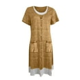 thumbnail image 4 of Vestido de manga corta de dos piezas falso con estampado floral de cuello redondo sexy informal de moda para mujer Fridja bnh323, 4 of 5