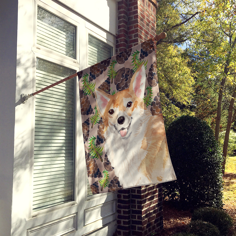 Corgi Pine Cones House Flag