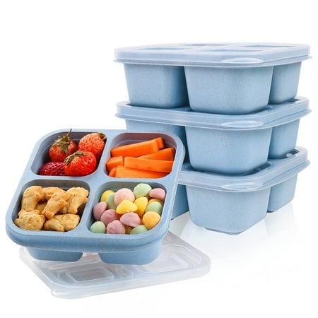 

Chailin 1PC Snack Containers Reusable Bento Snack 4 Compartments Meal Prep Lunch Containers For Kids Adults Divided Food Storage Containers For School Work Travel