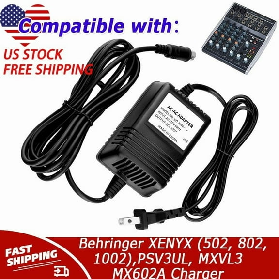 18VX2 500mA Adapter Compatible with Behringer XENYX (502, 802, 1002),PSV3UL, MXVL3 MX602A