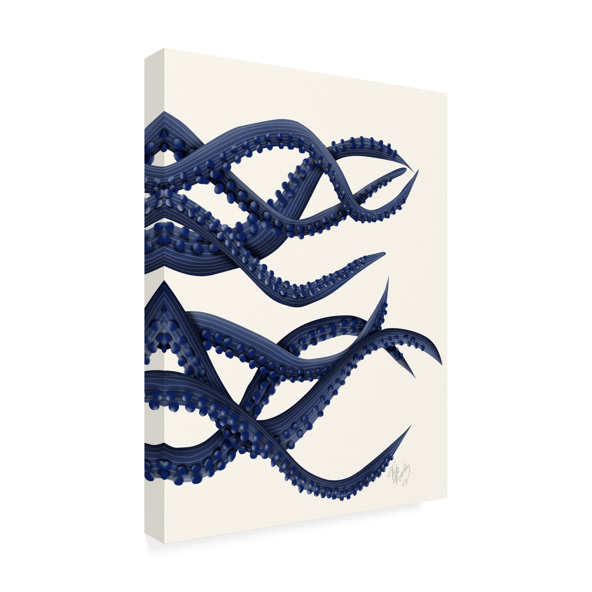 Trademark Fine Art 'Giant Octopus Blue Triptych C' Canvas Art by Fab Funky