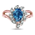 thumbnail image 3 of Star K � Genuine Blue Topaz Pear Shape 8x6 Halo Split Shank Ring, 3 of 9