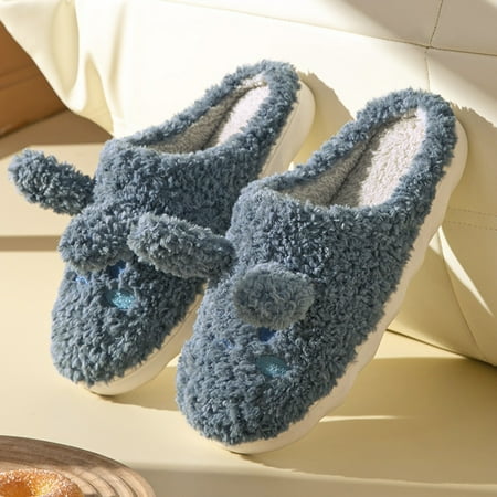 

PhoneSoap Men Slippers Autumn And Winter Comfortable Fashion Cartoon Rabbit Warm Indoor Non Slip Blue