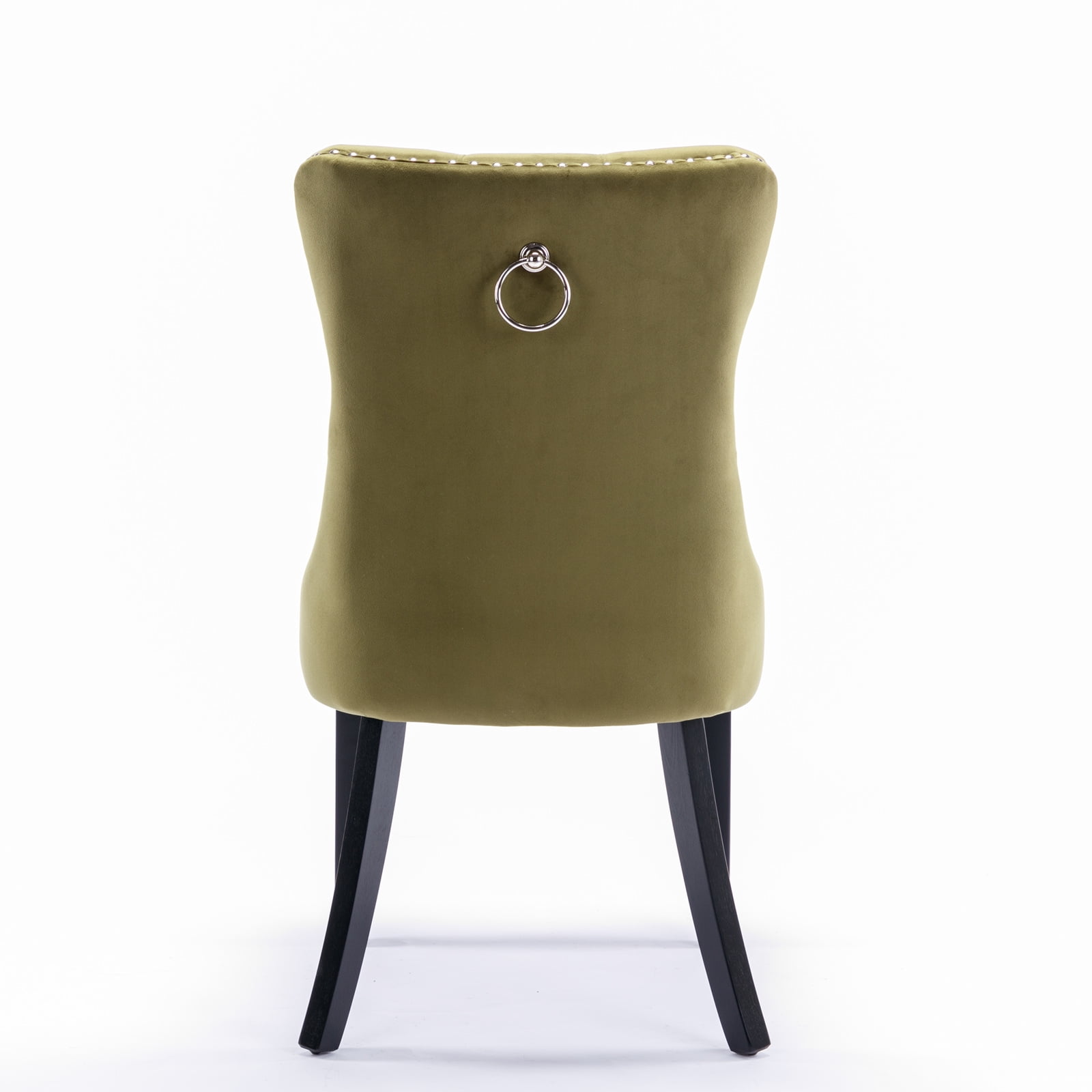Miniyam Velvet Dining Chairs Set of 2, Tufted High Back Kitchen Chairs with Nailhead Trim, Green