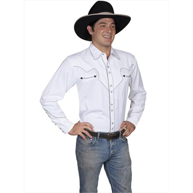 Scully P-726-WHT-M Mens Western Shirt 