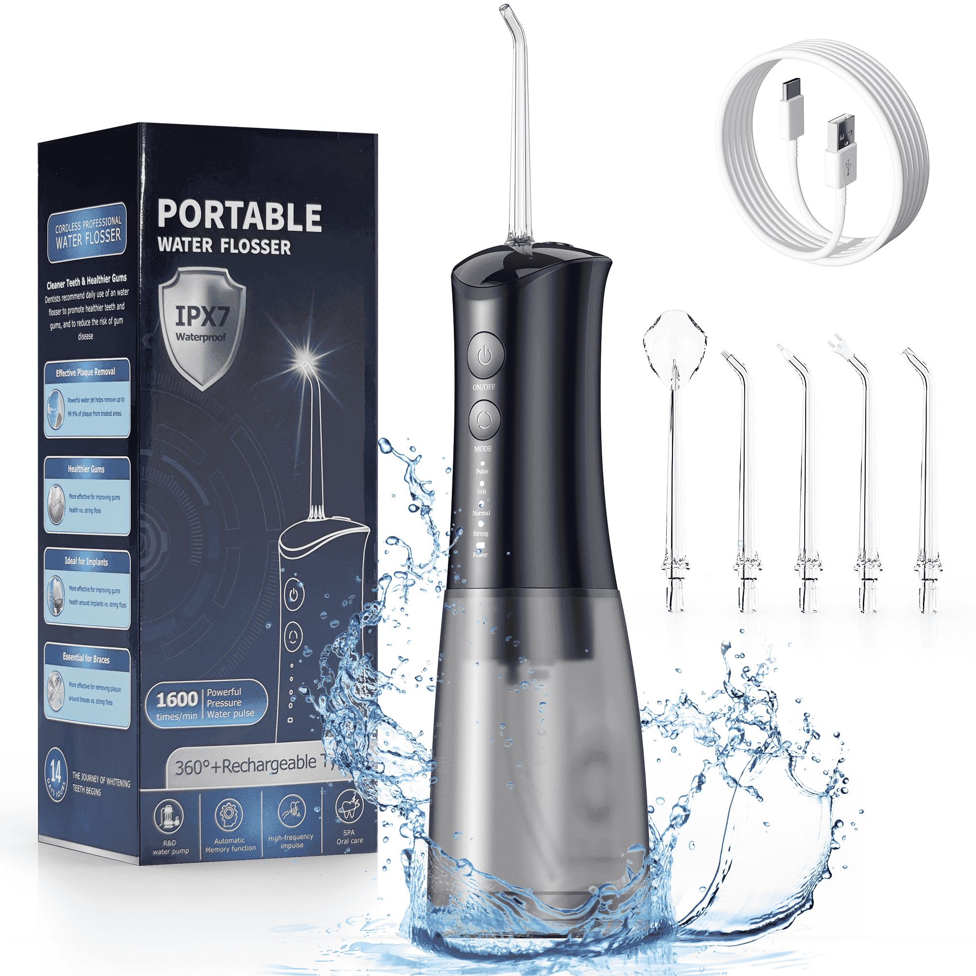 SmileDirectClub Space Saver Countertop Water Flosser - Large Capacity Water Reservoir, 120 Seconds of Flossing Time, Cordless, Rechargeable, Oral Irri : SmileDirectClub Space Saver Countertop Water Flosser