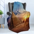 thumbnail image 4 of Egyptian Print Soft Flannel Fleece Throw Blanket, Sunset Scenery Photo from Desert and Pyramids Traveling Tourism Themed, Cozy Plush for Indoor and Outdoor Use, 60" x 80", Multicolor, by Ambesonne, 4 of 5