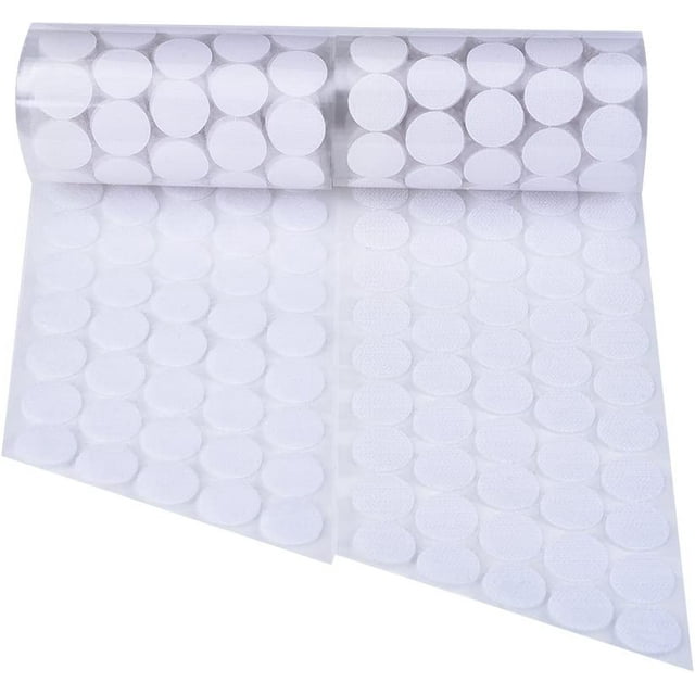 500 piezas de cintas de gancho autoadhesivas de 20 mm de diámetro, cintas de puntos redondos autoadhesivos con fijación de pegamento adhesivo (blanco) TUNC Sencillez