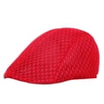 thumbnail image 6 of Men Women Summer Mesh Newsboy Cap, Hollow Breathable Ivy Flat Cap, Lightweight Sun Visor Hat for Casual Outdoor Streetwear(Red), 6 of 6