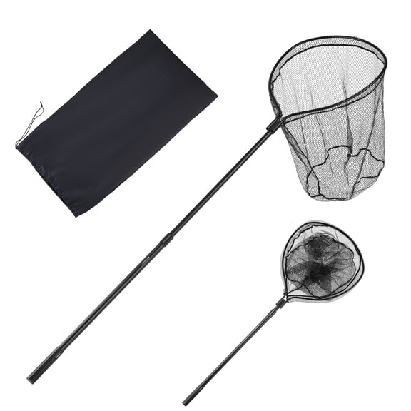 VEVOR Fishing Net, Landing Nets with Telescopic Handle, Portable Lightweight Stronger 6063 Aluminum Fish Gear, Nylon Covered PVC, Durable and Fish-friendly,26 inch Net Opening for Saltwater Bait Fish