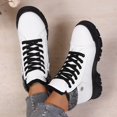 thumbnail image 6 of XIMIN Women's PU Leather Combat Boots Solid Color High Top Non-slip and Wear-Resistant Thickened Warm Outdoor Snow Boots Comfortable Hiking Boots, 6 of 7