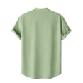 thumbnail image 5 of MIUOWANP Men's Pullover Shirts Short Sleeve Solid Color Stand Collar Button Closure Hawaii T-Shirt Size M(6)Green, 5 of 6