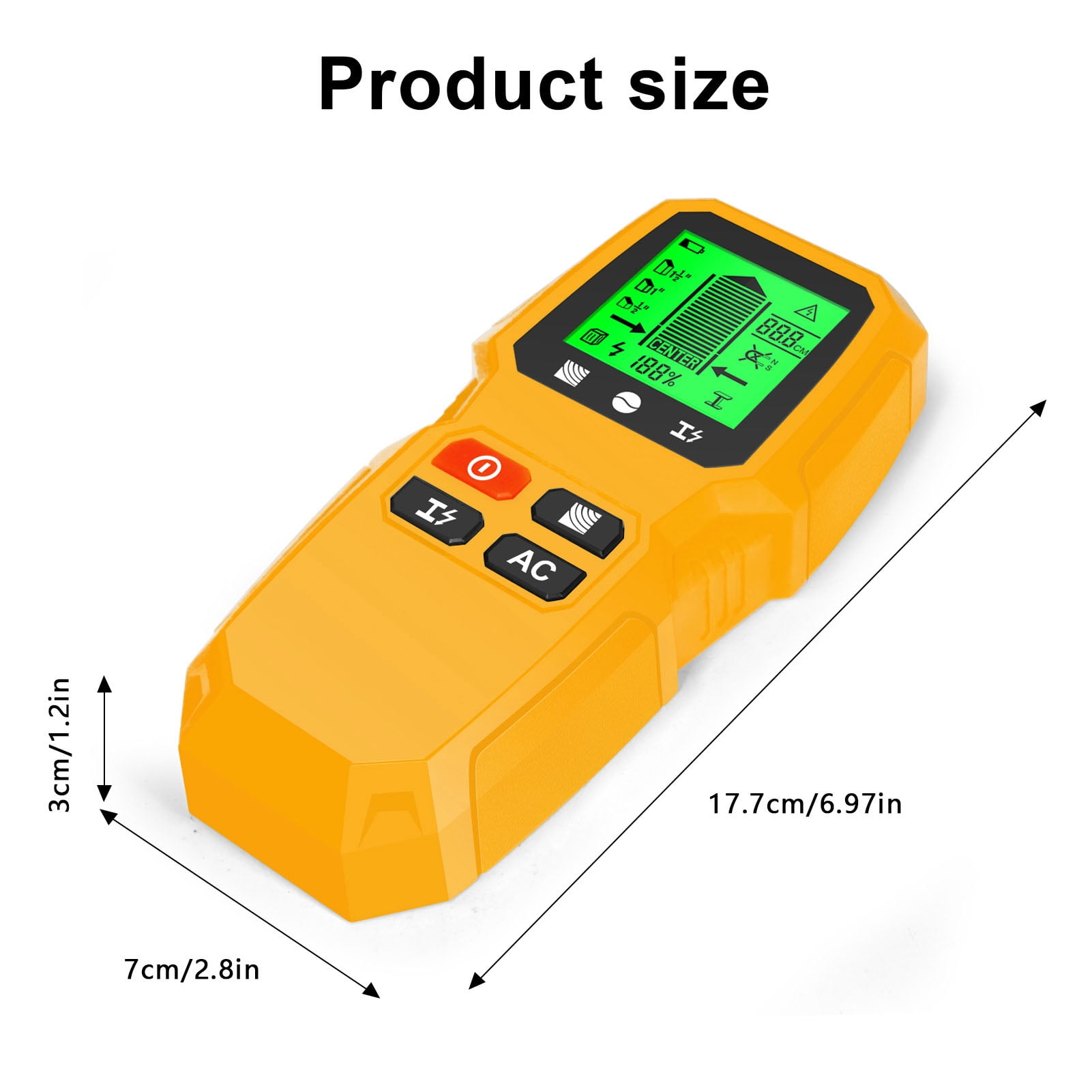 LAZIOEGR 5 in 1 Multifunction Electronic Stud Finder Wall Scanner Wood Metal AC Wire Detector Electrician Heavy Duty Sensor Tool with LCD Display Yellow