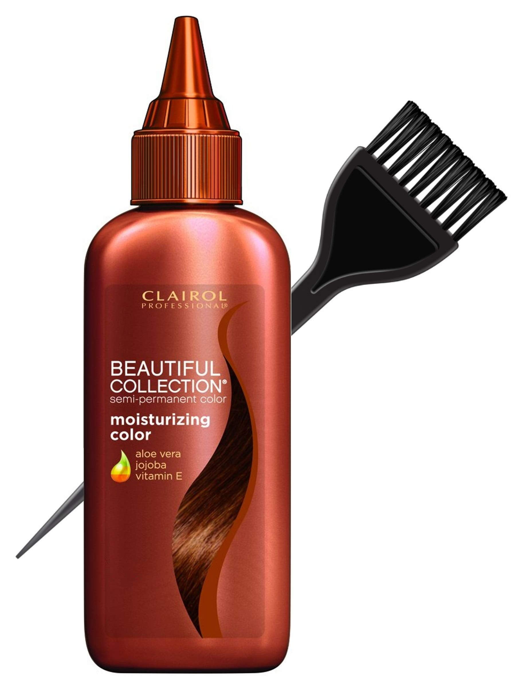 Clairol BEAUTIFUL COLLECTION Moisturizing SEMI-PERMANENT Hair Color Dye  (w/Sleek Tint Brush) No Ammonia No Peroxide Haircolor Aloe Vera Jojoba  Vitamin E (B15W - Dark Warm Brown) 