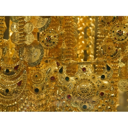 Close-up of Gold Jewelry in the Gold Souk, Deira, Dubai, United Arab Emirates, Middle East Print Wall Art By Amanda