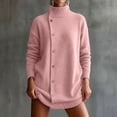 thumbnail image 2 of Edvintorg Long Sweaters for Women Turtleneck Long Sleeve Ribbed Knitted Tops with Side Buttons Business Casual Fall Sweater Plus Size, 2 of 8