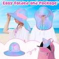 thumbnail image 6 of Girls Sun Hat for Kids UV Protection Unicorn Summer Hat Beach Play Hats Wide Brim Neck Flap for Girls Ponytail Hat 3-8 Years, 6 of 7