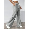 thumbnail image 4 of Pantalones de Salón A Rayas de Pierna para Mujer, Cintura Elástica y Bolsillos Gris XXL, 4 of 9