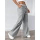 thumbnail image 4 of Pantalones de Salón A Rayas de Pierna para Mujer, Cintura Elástica y Bolsillos Gris M, 4 of 9