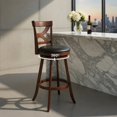 thumbnail image 5 of Demi Bonn 29" Set of 2 Swivel Bar Stools with Soft Cushion and Elegant Hollow Backrest, Modern Kitchen Dining Chair, Brown, 5 of 7