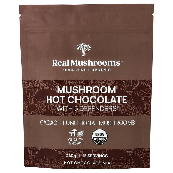 Real Mushrooms Mushroom Hot Chocolate with 5 Defenders®, 240 g
