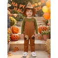 thumbnail image 4 of RUINIXCW Kids Scarecrow Boys Tops Patchwork Overalls and Hat Cosplay for Halloween Holiday Outfit, 4 of 9