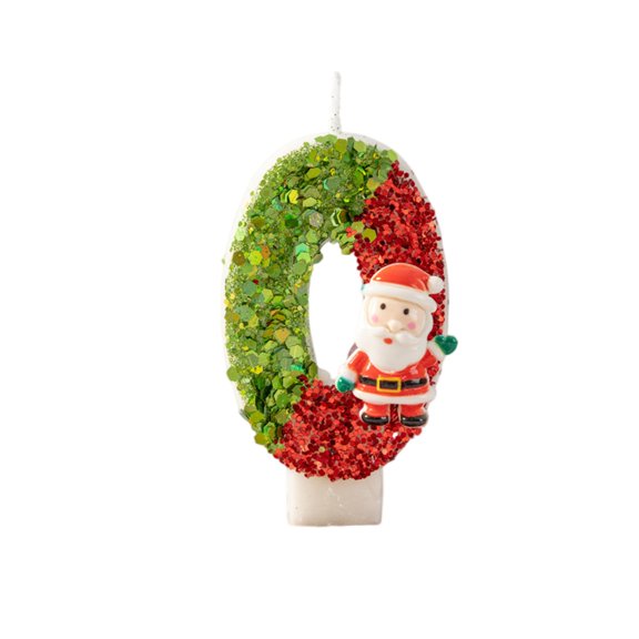 Christmas Decorative Candle with Santa Claus Figure Oval Shape Glittered Surface for Holiday Home Decor Display