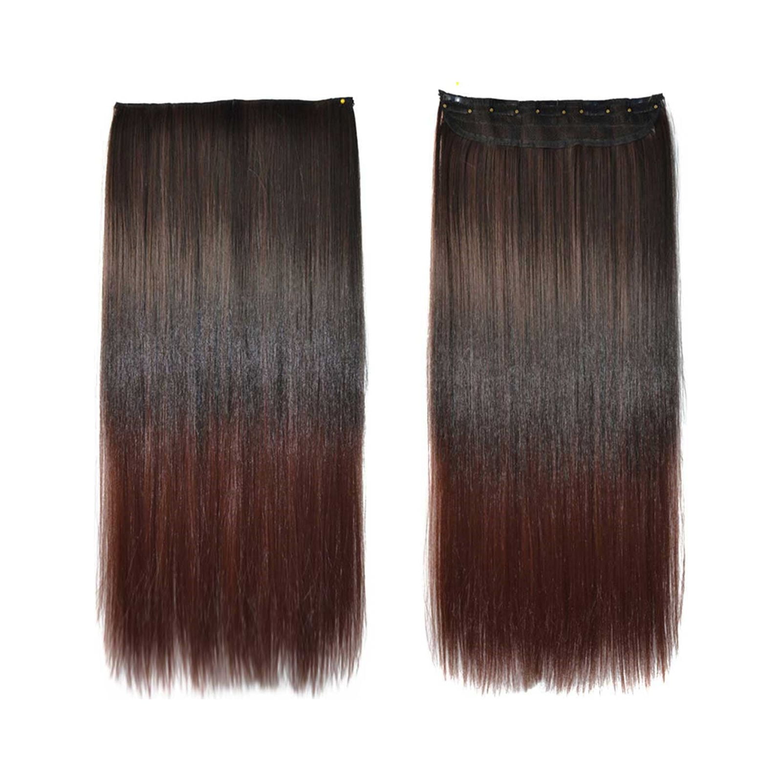 Long Straight Hair Clip Hair Wig Female Gradient Color Hair Extension