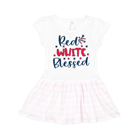 

Inktastic 4th of July Red White Blessed Fireworks Gift Toddler Girl Dress