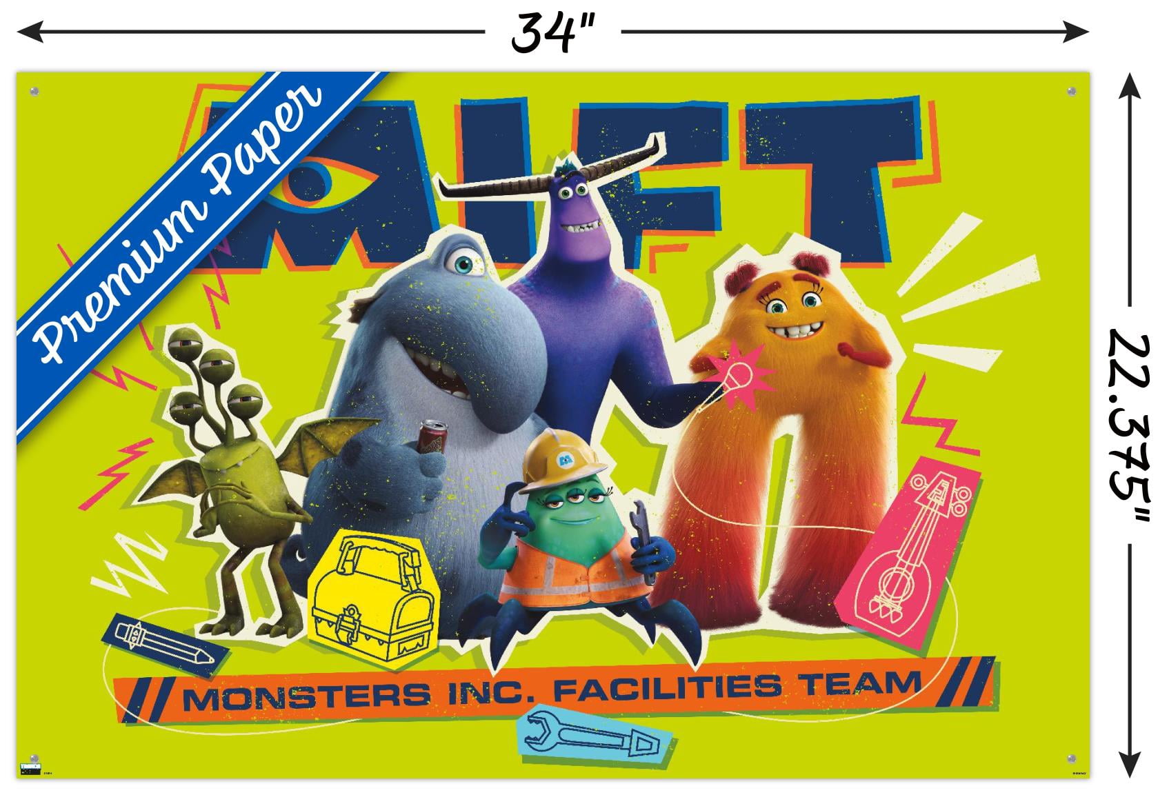 Disney Monsters at Work - Facilities Team Wall Poster with Pushpins, 22.375" x 34"