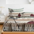 thumbnail image 6 of King Size Fitted Sheet Set - Windmill Farmhouse 3 Piece Bedding Sets 16" Deep Pocket Fitted Sheet with 2 Pillowcases, Vintage Teal Brown Wooden Butterfly Brushed Microfiber Hotel Luxury Bed Sheets, 6 of 9