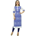 thumbnail image 2 of Phagun Kurta Droite Bleue pour Femmes Manches 3/4 Imprimée Décontractée Kurti-26, 2 of 7