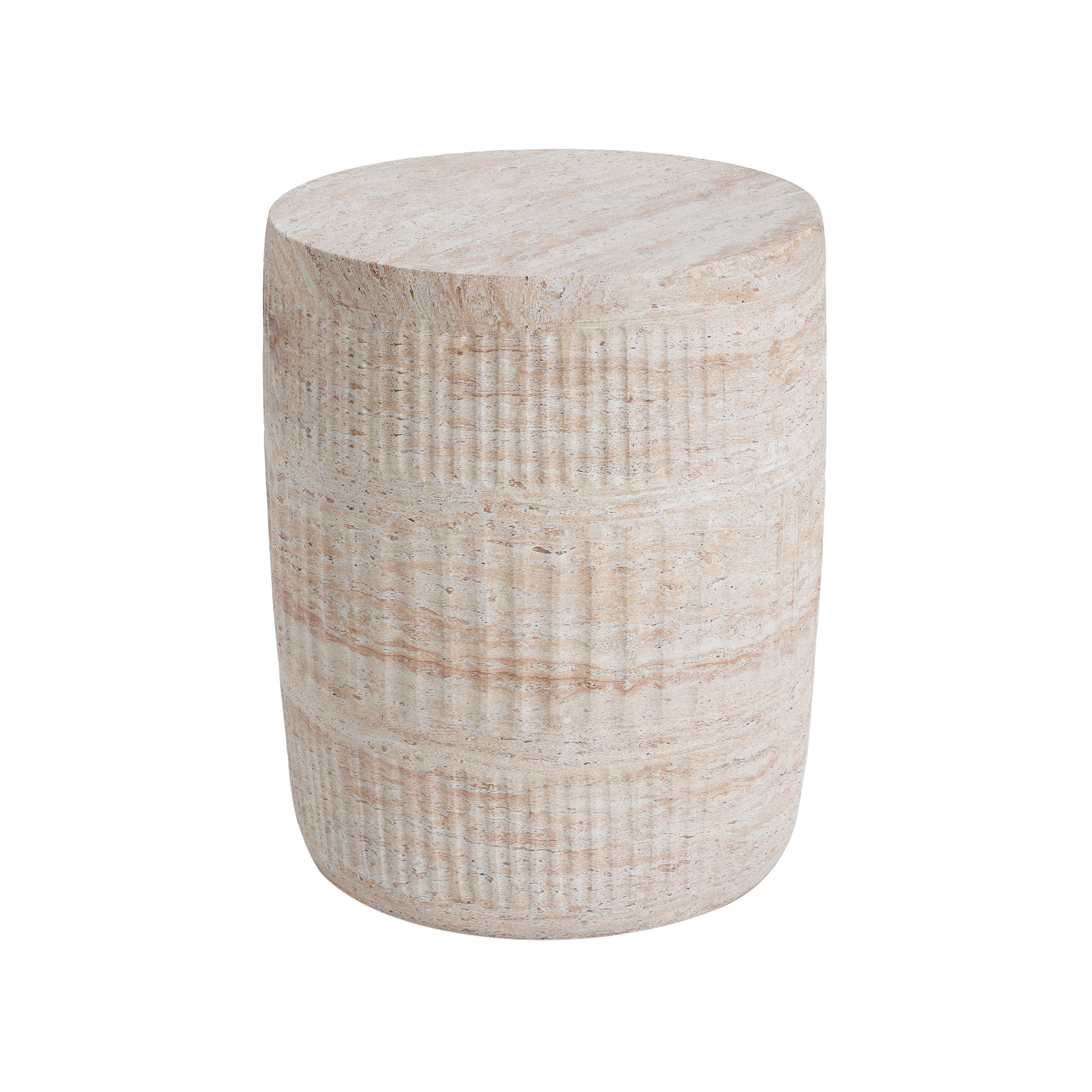 Side Table, Outdoor Indoor Lightweight Concrete Table for Patio Balcony Garden, Travertine Finish