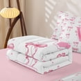 thumbnail image 5 of Manfei Letter V Initial Monogram Zipper Twin Comforter Sets with Fitted Sheet and 2 Pillowcases For Kids,Watercolor Pink Bowknot Zipper Bedding Set For Girls,Pink Reversible,4 Pieces, 5 of 7