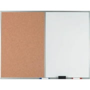 Aarco WDCO4872 48 x 72 in. Aluminum Frame Combination Corkboard & Melamine Markerboard, Natural Cork & White