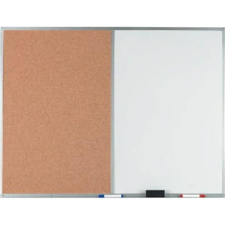 Aarco WDCO4872 48 x 72 in. Aluminum Frame Combination Corkboard & Melamine Markerboard, Natural Cork & White