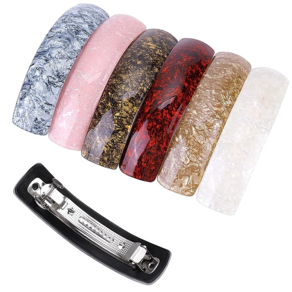 6 Pcs Stripe Snap Hair Clips, Large Acrylic French Barrettes for Women and Girls
