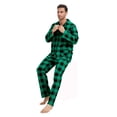 thumbnail image 4 of Apparonia Conjunto de Pijamas para Hombre Pijamas de Algodón con Cuello con Muescas para Hombre Ropa de Dormir de Manga Larga para Hombre con Bolsillos y Parte Delantera Fly Cuadros Verde Navidad L, 4 of 7