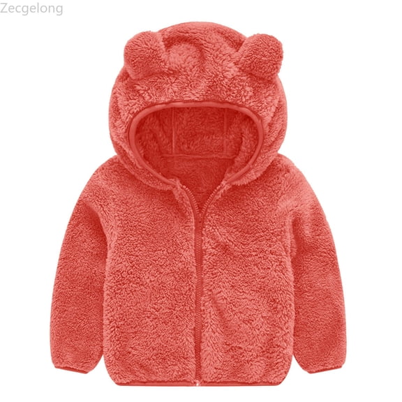 Zecgelong Coat Warm Ear Cute Boy Hooded Baby Kids Outwear Toddler Thick Zipper Fleece Girls Coat&jacket