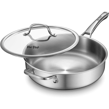 Saute Pan,5 Quart Saute pan,Stainless Steel Cookware,Stainless Steel skillet,12 inch Stainless Steel Saute Pans with Lid,Dishwasher and Oven Safe, Works on All Cooktops
