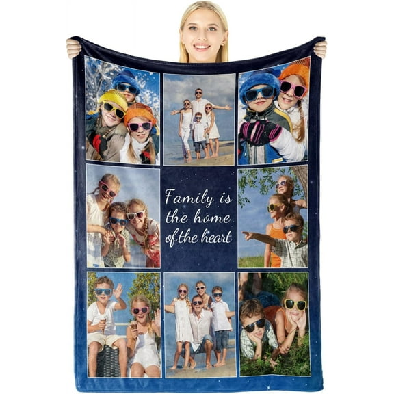 Personalised Gifts for Mum - Customizable Flannel Blanket with Photo and Text - Personalized Gifts for Mother's Day, Customized Christmas Birthday Gifts for Women, Best Mum Gifts