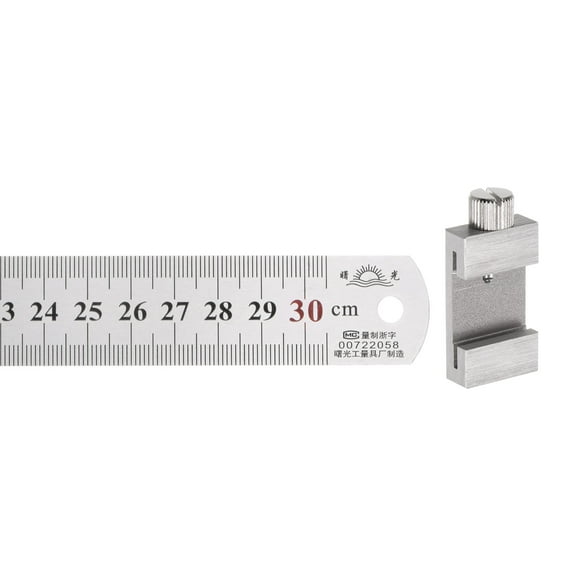 Uxcell Stainless Steel Ruler with Scriber Block 12" Metric Inch Ruler with 27mm Locating Vernier Slider, Silver Tone