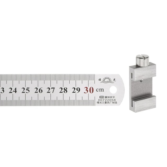 Unique Bargains Règle en Acier Inoxydable avec Bloc de Trace 12 Pieds Règle Métrique avec Curseur de 27mm, Ton Argenté
