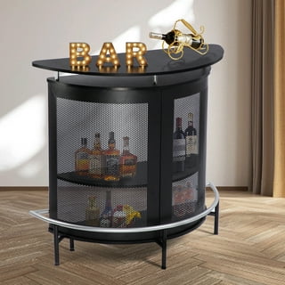 GDLF Home Bar Unit Mini Bar Liquor Bar Table with Storage and Footrest 