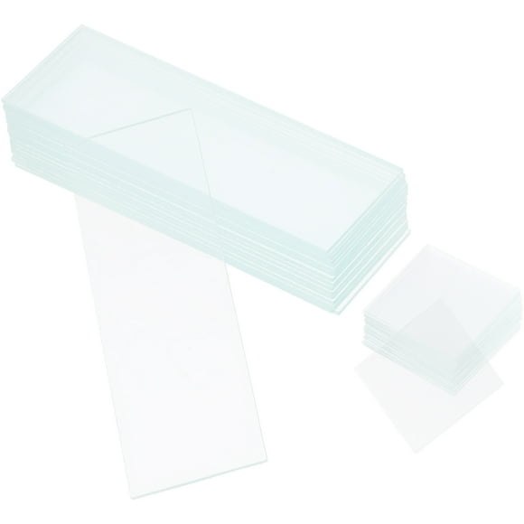 50 Pcs Lames de Microscope Vierges avec 100 Pcs Lunettes de Couverture Pré-Nettoyées