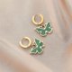 thumbnail image 2 of Aretes para mujer Aretes pequeños y lindos cuadrados y de mariposa (mariposa, dorado+verde), 2 of 5