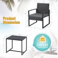 thumbnail image 4 of 3 Pieces Patio Set Outdoor Wicker Furniture Modern Bistro Rattan Chair Conversation Sets with Coffee Table for Yard (Grey), 4 of 4