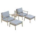 thumbnail image 2 of 5-Piece Aluminum Patio Conversation Set, Patio Furniture Set with Rope Back Armchairs & Ottomans with 4" Cushions, 2 of 7