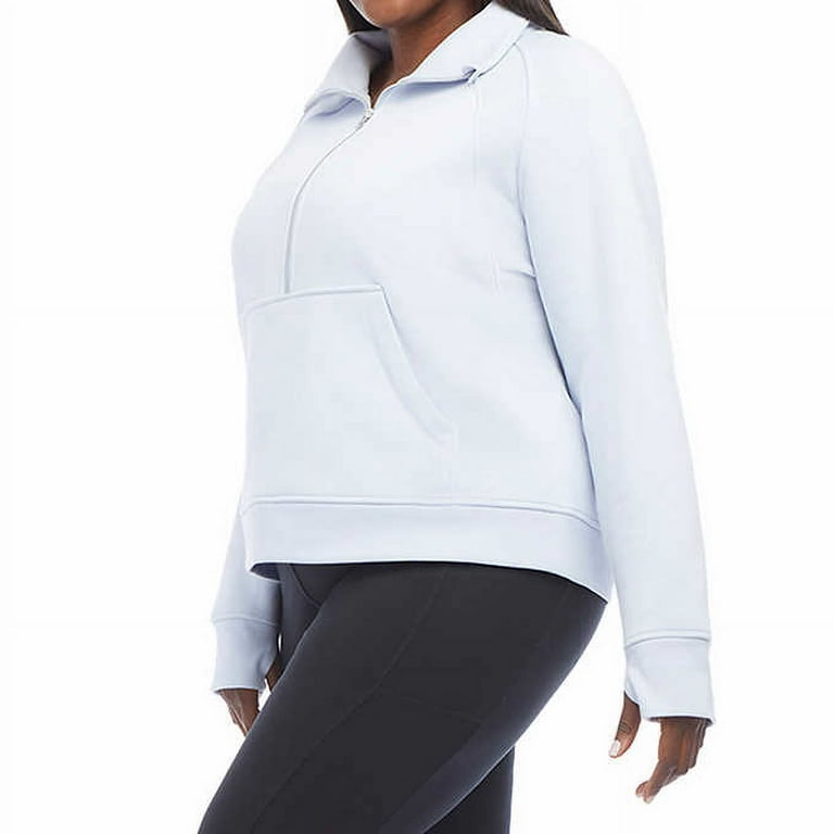 Danskin Ladies' Cozy Half-Zip Pullover, Relaxed Fit, Halogen Blue